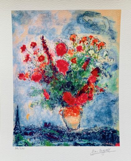 Marc Chagall BOUQUET OVER PARIS Limited Edition Facsimile Signed X-Small Giclee