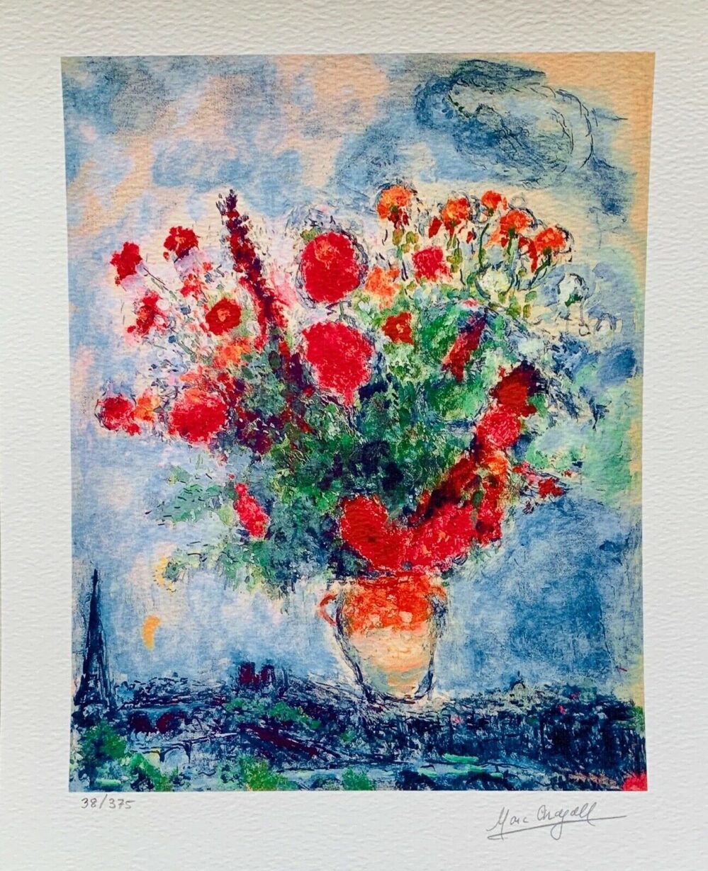Marc Chagall BOUQUET OVER PARIS Limited Edition Signed Giclee 29" x 23"