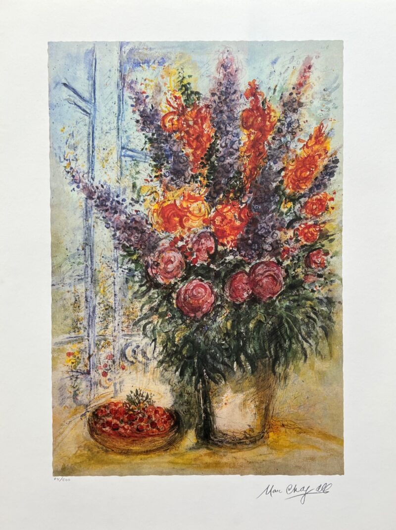 Marc Chagall BOUQUET WITH CHERRIES Facsimile Signed Limited Edition Lithograph