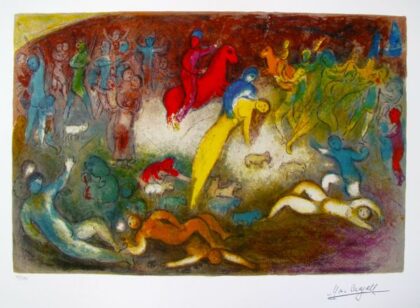 Marc Chagall CHLOE IS CARRIED OFF Limited Edition Facsimile Signed Giclee 22" x 17"