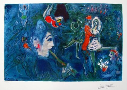 Marc Chagall CIRCUS CLOWN & DANCER Limited Edition Facsimile Signed Giclee