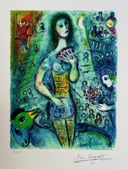 Marc Chagall CIRCUS FAN DANCER Facsimile Signed Limited Edition Giclee Art 15x11