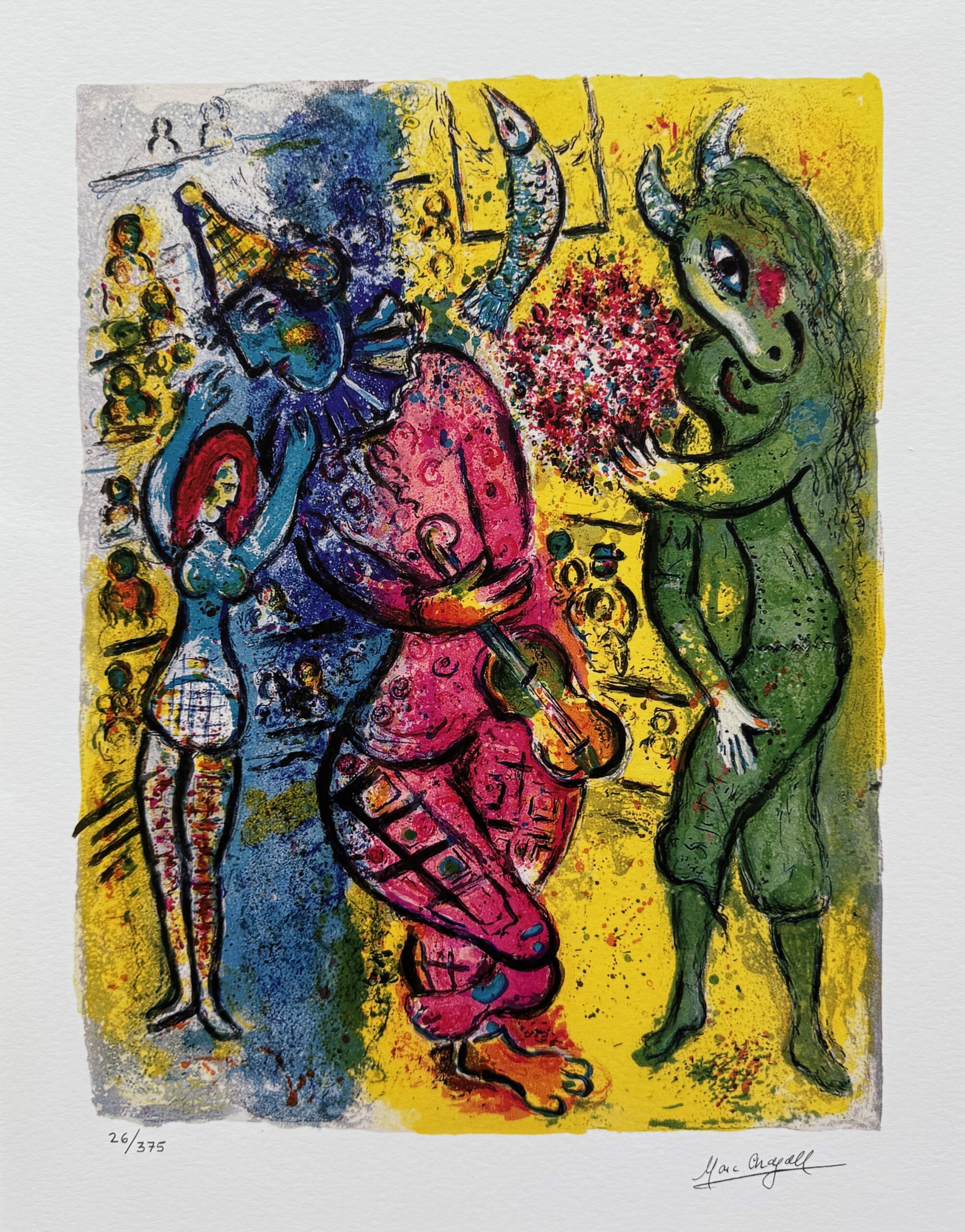 Marc Chagall CIRCUS II Limited Edition Facsimile Signed Giclee Art 15 x 11