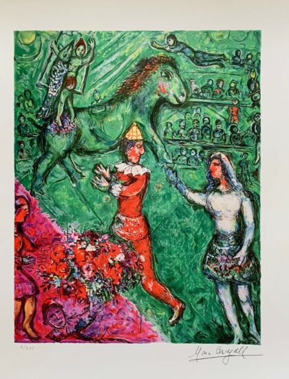 Marc Chagall CIRCUS VERDE Limited Edition Signed Giclee Art 34" x 22"