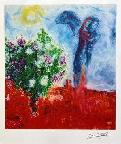 Marc Chagall COUPLE ABOVE ST PAUL Signed Limited Edition Giclee 26" x 22"