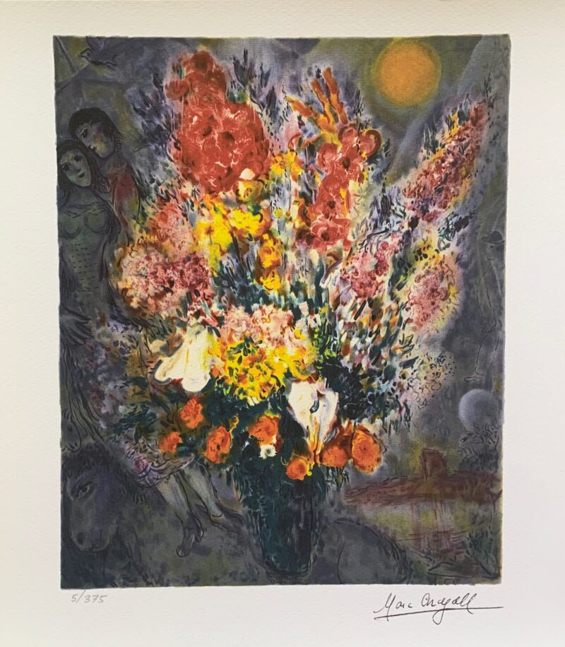 Marc Chagall ORIGINAL BOUQUET Limited Edition Facsimile Signed Giclee 12" x 11"