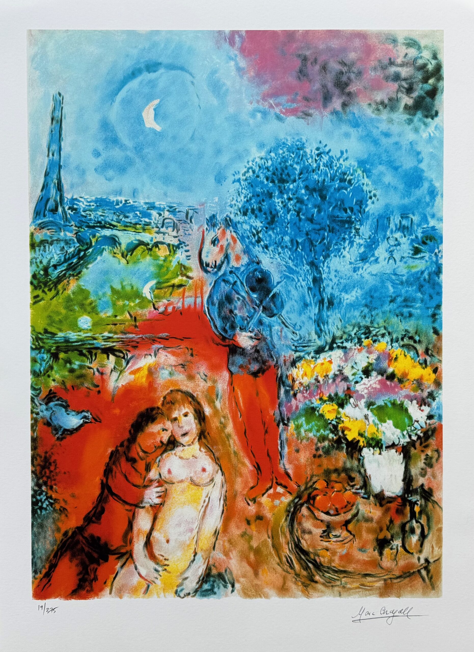 Marc Chagall EIFFEL TOWER SERENADE Limited Edition Signed Giclee Art 24 x 17.5