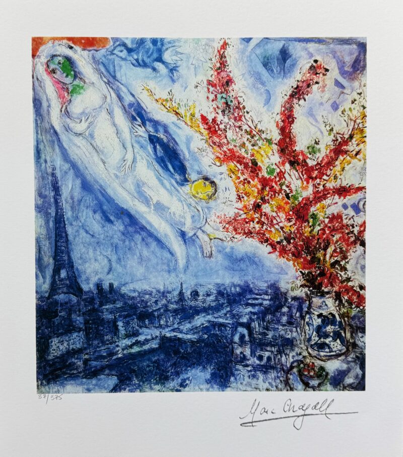 Marc Chagall FLOWERS OVER PARIS Limited Edition Facsimile Signed Giclee 13x11