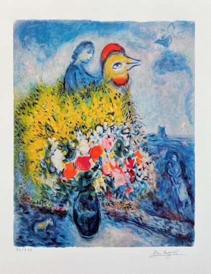 Marc Chagall LE COQ AVEC LE BOUQUET JUANE Limited Edition Small Giclee