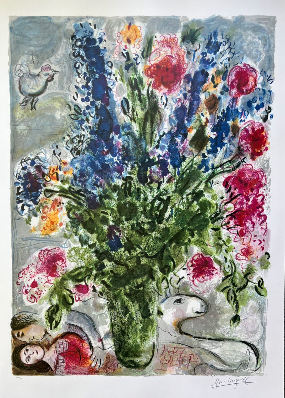 Marc Chagall LES LUPINS BLEU Limited Edition Facsimile Signed Lithograph