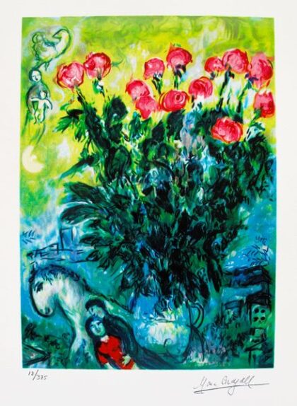 Marc Chagall LES ROSES Limited Edition Facsimile Signed Small Giclee