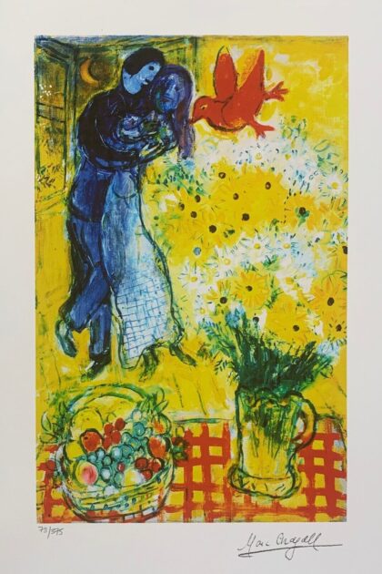 Marc Chagall LOVERS & DAISIES Limited Edition Signed Giclee Art 34" x 22"