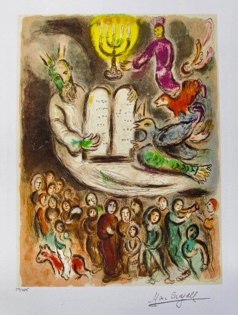 Marc Chagall MOSES AND THE TABLETS Limited Edition Facsimile Signed Small Giclee