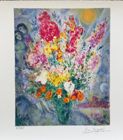 Marc Chagall ORIGINAL BOUQUET Limited Edition Facsimile Signed Giclee 12 x 9