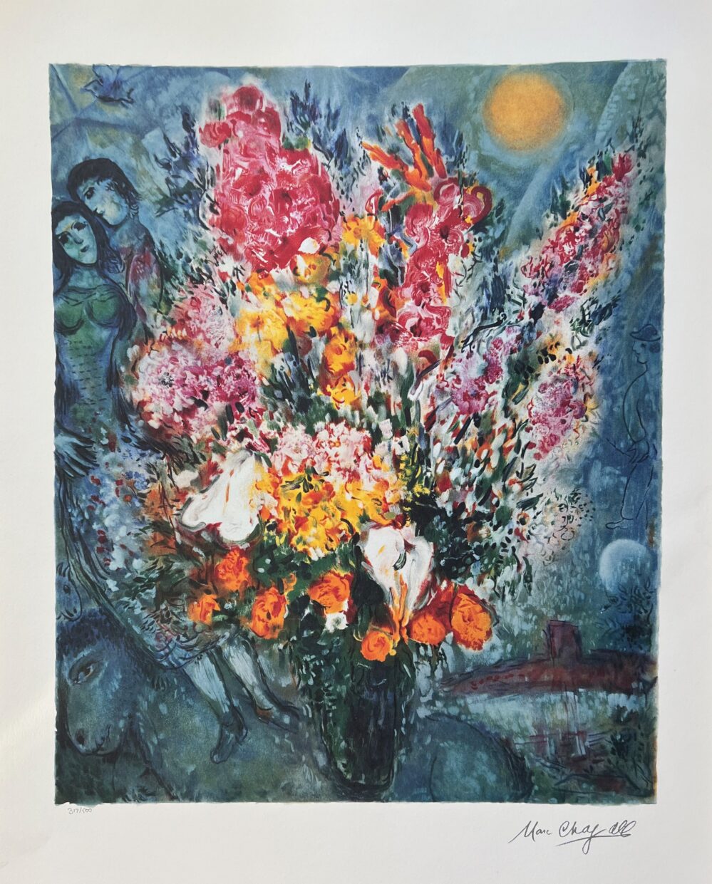 Marc Chagall ORIGINAL BOUQUET Limited Edition Facsimile Signed Lithograph