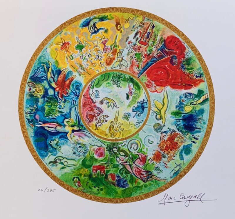 Marc Chagall PARIS OPERA CEILING Limited Edition Facsimile Signed Giclee 10" Diameter