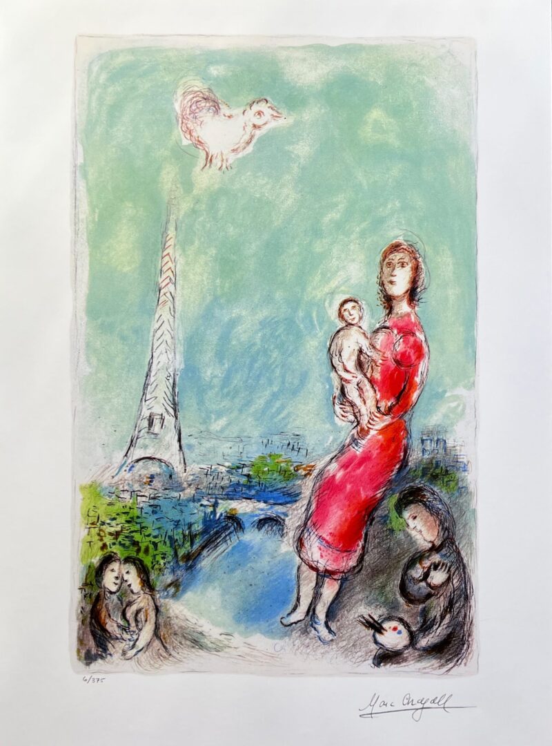 Marc Chagall RED MATERNITY Limited Edition Signed Giclee Art 30" x 22"