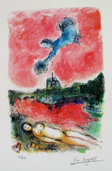 Marc Chagall VUE OF NOTRE DAME Limited Edition Facsimile Signed Small Giclee