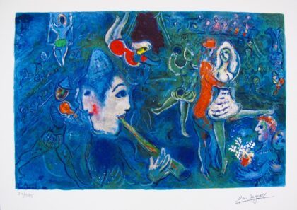 Marc Chagall CIRCUS CLOWN & DANCER Limited Edition Facsimile Signed Small Giclee