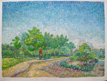 Van Gogh CORNER IN VOYER D'ARGENSON PARK AT ASNIERES Hand Signed Lithograph by Marc Kniebihler