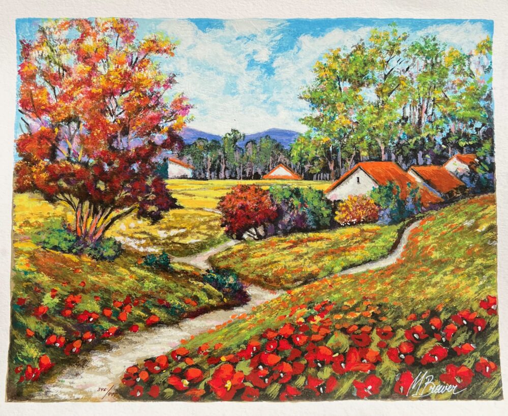 Mark Braver RED POPPIES Hand Signed Limited Edition Serigraph