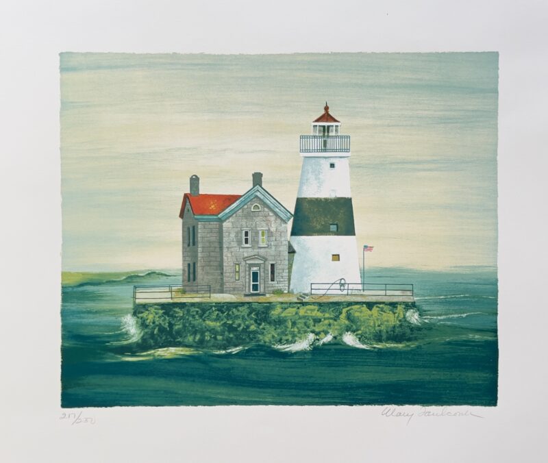 Mary Faulconer EXECUTION ROCK Hand Signed Lithograph Limited Lighthouse