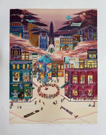 Melanie Taylor Kent DECEMBER ON 5th Avenue Hand Signed Serigraph 38" x 30"