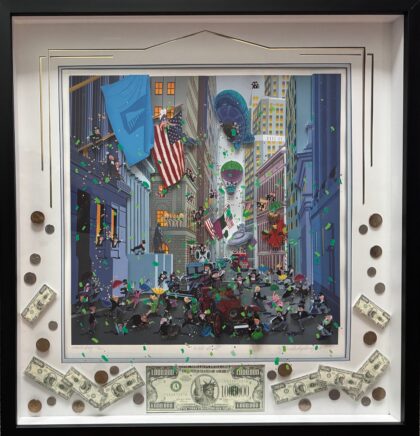 Melanie Taylor Kent WALL STREET 3-D Hand Signed Framed Serigraph with Collage