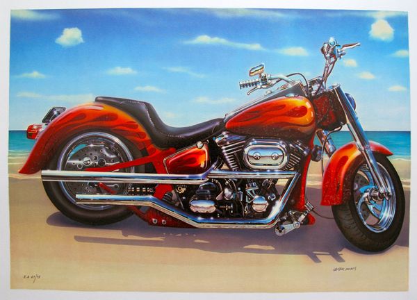 Valter Morais COOL RIDE MOTORCYCLE Hand Signed Limited Edition Serigraph