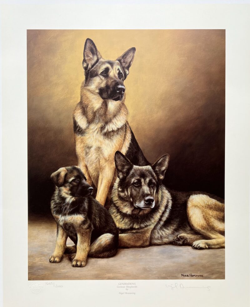 Nigel Hemming GENERATIONS GERMAN SHEPHERDS Hand Signed Limited Edition Lithograph