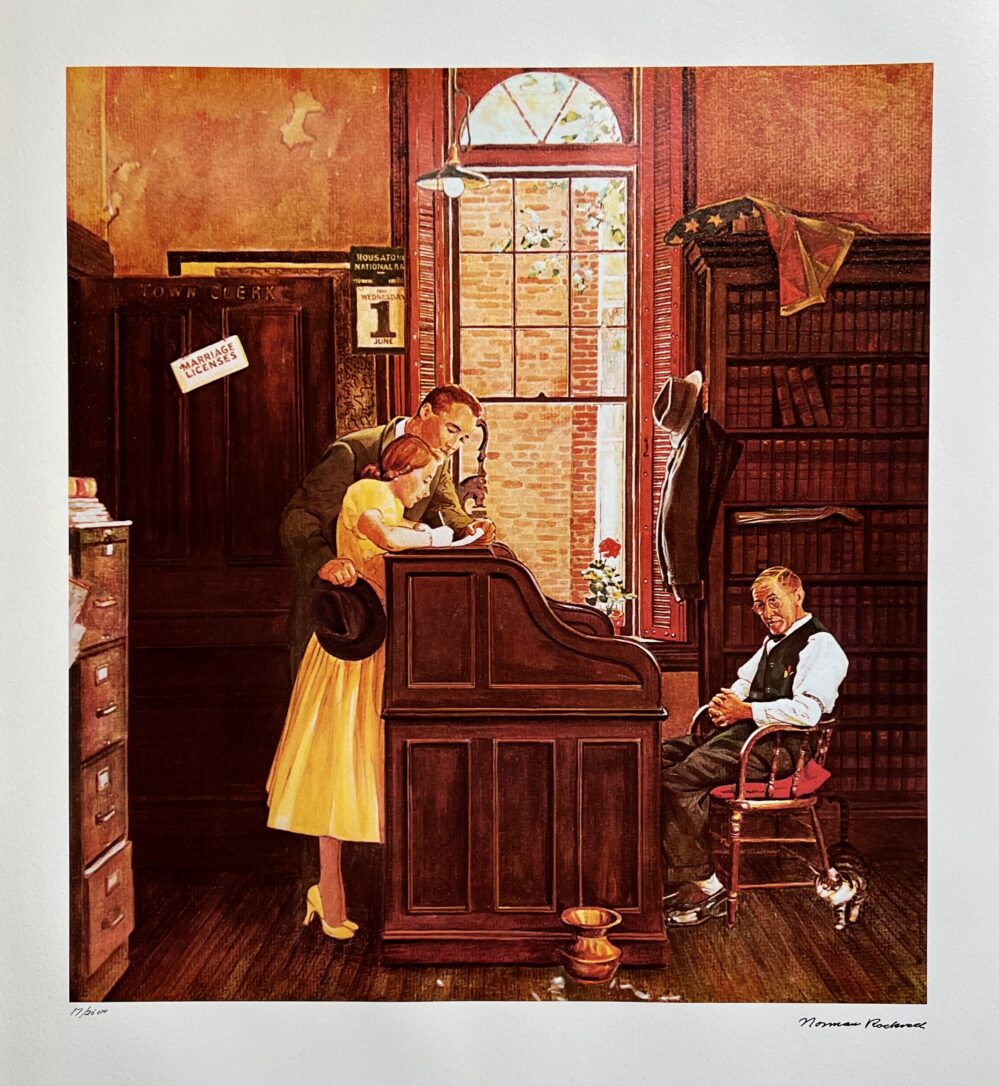 Norman Rockwell MARRIAGE LICENSE Signed Limited Edition Lithograph 1978