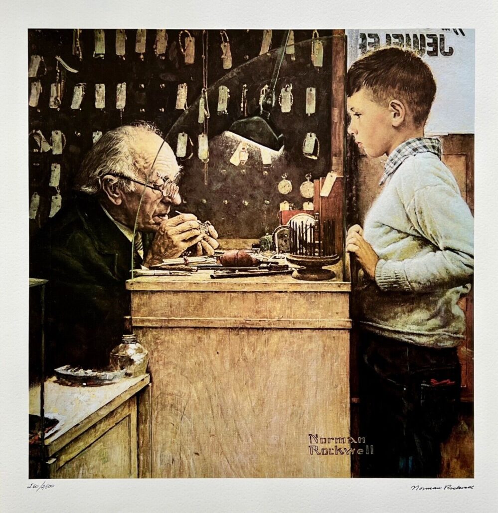 Norman Rockwell THE WATCHMAKER 1978 Signed Limited Edition Lithograph