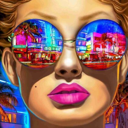 MARC RUDINSKY Ocean Drive 3-D Lenticular Hologram Signed Ar