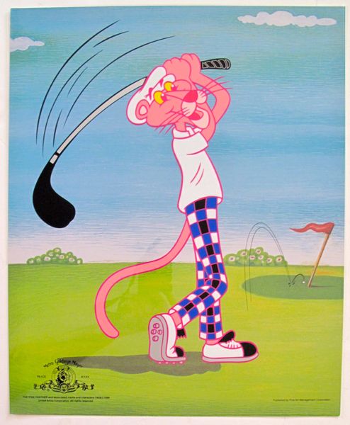 PINK PANTHER Playing Golf Cel MGM United Artist Stamped Animation Sericel