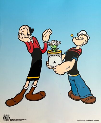 POPEYE & OLIVE OIL Spinach Bouquet Sericel Animation Art