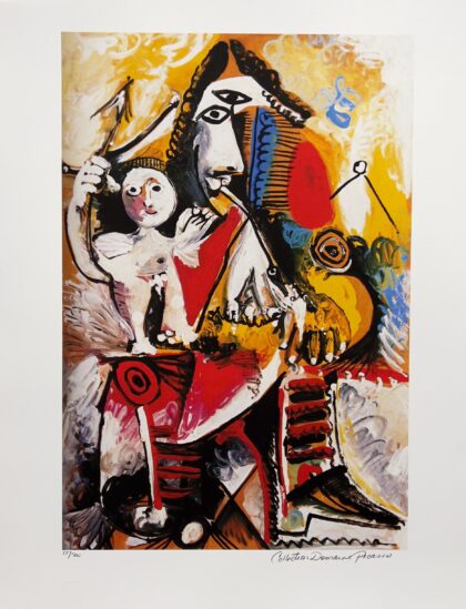 #109 CHILD ON MAN'S LAP Pablo Picasso Estate Signed Giclee