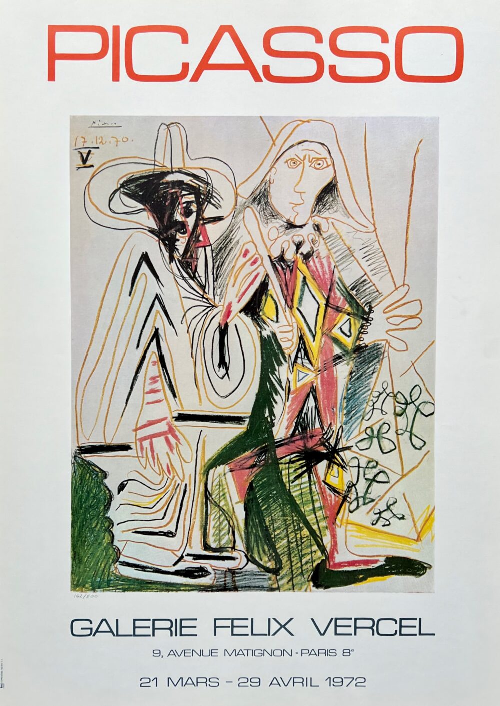 Pablo Picasso GALERIE FELIX VERCEL 1972 Plate Signed Limited Edition Lithograph