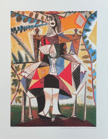 Pablo Picasso GIRL IN COLORFUL DRESS Estate Signed Limited Edition Giclee 16" x 12"