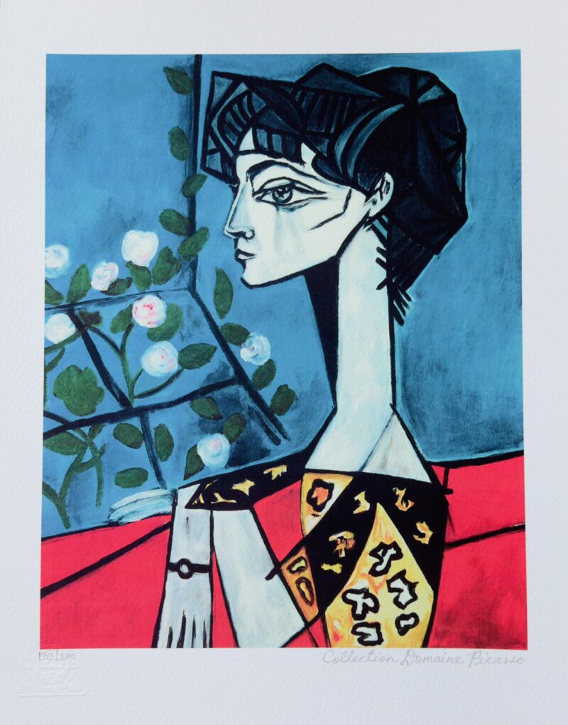 Pablo Picasso JACQUELINE ROQUE WITH FLOWERS Estate Signed Numbered Giclee 16x12