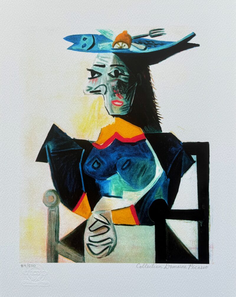 Pablo Picasso LADY FORK LEMON HAT Estate Signed Limited Edition Giclee 16 x 12