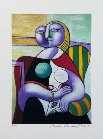 Pablo Picasso LADY IN STRIPED CHAIR Estate Signed Limited Edition Giclee 20x13