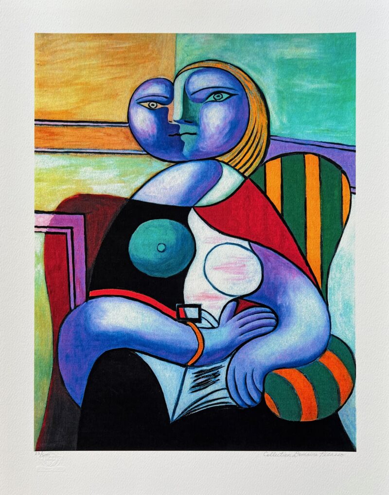 Pablo Picasso LADY IN STRIPED GREEN CHAIR Estate Signed & Numbered Giclee 26x20