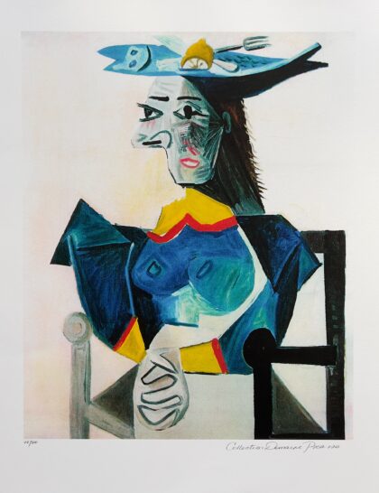 Pablo Picasso LADY WITH FORK & LEMON HAT Estate Signed Limited Edition Giclee 20" x 13"