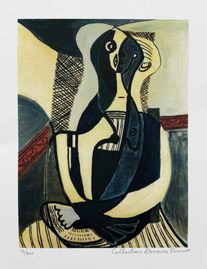 Pablo Picasso SEATED WOMAN Estate Signed Stamped & Numbered Giclee Art 15" x 11"