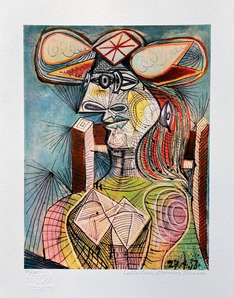 Pablo Picasso SEATED WOMAN ON WOOD CHAIR Estate Signed Limited Edition Giclee 16" x 12"