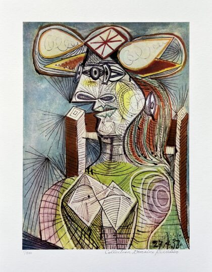 Pablo Picasso SEATED WOMAN ON WOOD CHAIR Estate Signed Numbered Giclee 20 x 13