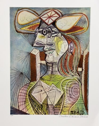 Pablo Picasso SEATED WOMAN ON WOOD CHAIR Estate Signed Numbered Giclee 26 x 20