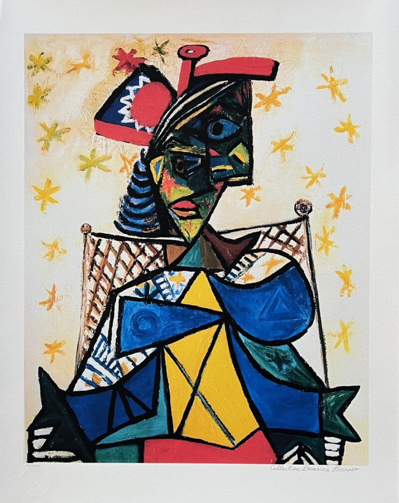 #35 SEATED WOMAN WITH RED AND BLUE HAT Pablo Picasso Estate Signed Giclee