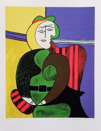 Pablo Picasso WOMAN IN RED ARMCHAIR Estate Signed Limited Edition Giclee 16" x 12"