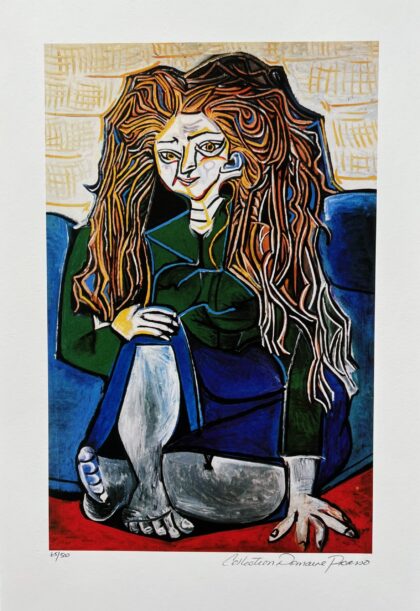 Pablo Picasso WOMAN SITTING CROSS LEGGED Estate Signed Limited Edition Giclee 20" x 13"